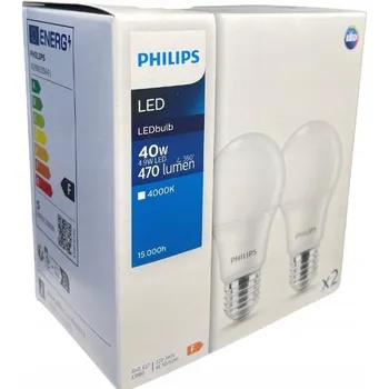 Žárovka LED žárovky Philips E27 4,9 W 4000 K A60 2 ks