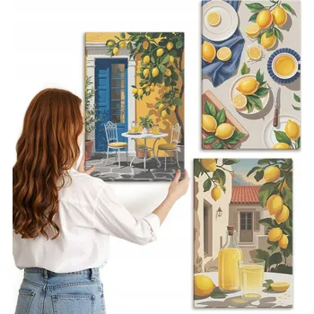 Obraz Vícedílná Sada Obrazů do Galerie Citronová zahrada s nápoji 3x 40x60 cm