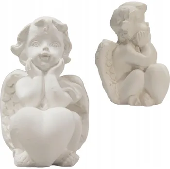 Obraz ANDĚLÍČEK se srdcem DÁREK sádrová figurka SVATÉ PŘIJÍMÁNÍ dekorace DÁREK bílý