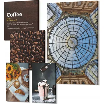 Obraz Sada obrazů na plátně – Dekorace Káva, sladkosti, rustikální styl