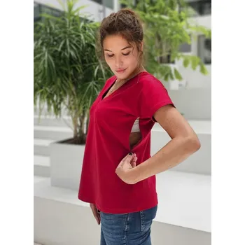 Těhotenské a kojicí tričko Walis – bordó, oboustranné, bavlna, krátký rukáv Velikost: XL