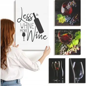 Obraz Sada uměleckých pláten Obraz Na Plátně Stylové víno a příslušenství 5 kusů