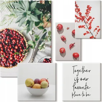 Obraz Sada obrazů do ložnice – Ovocné a rostlinné kompozice 5 kusů