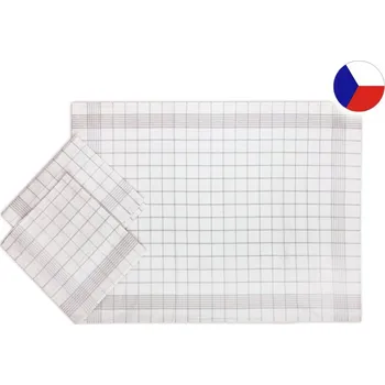 Bavlněné utěrky na nádobí KLASIK Bílá/béžová 3ks