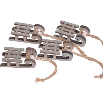 Vánoční dekorace mini sáně 5 cm (4 ks) - šedá