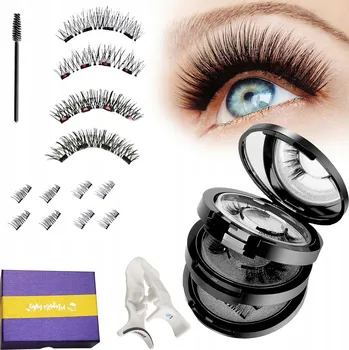 Umělé řasy Magnetické řasy 3D Natural Look Dual Magnetic Lashes Kit s pinzetou, 4 páry