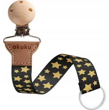 klip na dudlíky Klip na dudlík Akuku univerzální stužka se sponou – zlaté hvězdičky