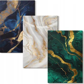 Obraz Sada obrazů na plátně Abstraktní modro-zelené vzory 3x 40x60 cm