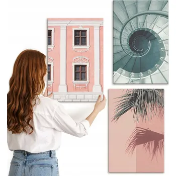 Obraz Obraz Na Plátně Sada / Komplet Architektura pastelové spirály 3x 40x60 cm