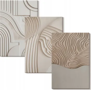 Obraz Sada obrazů do kanceláře, abstraktní vzory béžová bílá 3x 40x60 cm