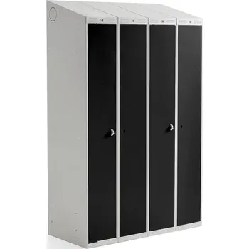 Šatní skříň Šatní skříňka CLASSIC COMBO, 2 sekce, 1900x1200x500 mm, šedá/černé dveře