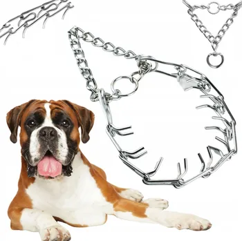 Obojek pro psa OSTNATÝ OBOJEK TRENAŽÉROVÝ OBRAZEK PRO PSA S GUMOVÝMI KONCI STŘÍBRNÁ VELIKOST L