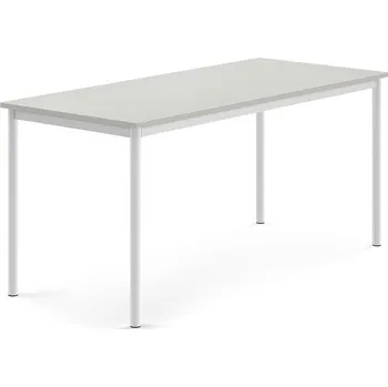 Jídelní stůl Stůl BORÅS, 1600x700x720 mm, bílé nohy, HPL deska, šedá