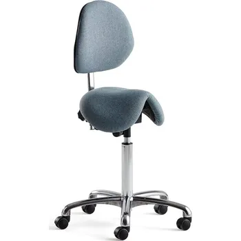 Sedlová židle DERBY, s opěradlem, textilní potah, světle modrá