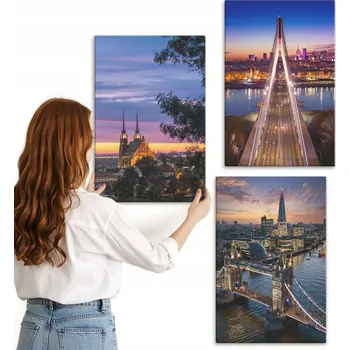 Obraz Sada obrazů na plátně - Pohledy na mosty a západy slunce 3x 40x60 cm