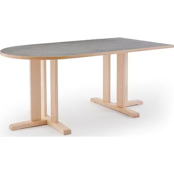 Jídelní stůl Stůl KUPOL, 1800x800x720 mm, půlovál, akustické linoleum, bříza/šedá