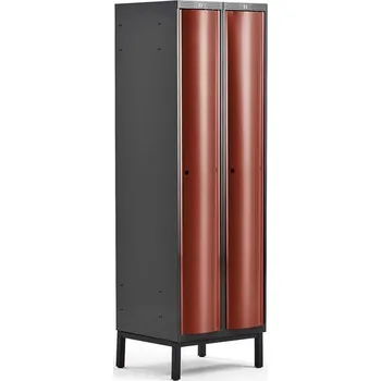 Šatní skříň Šatní skříňka CURVE, 2 sekce, 1940x600x550 mm, nohy, červené dveře