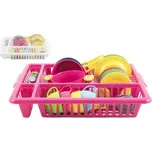 Sada nádobí s odkapávačem plast 35x28cm 2 barvy v síťce