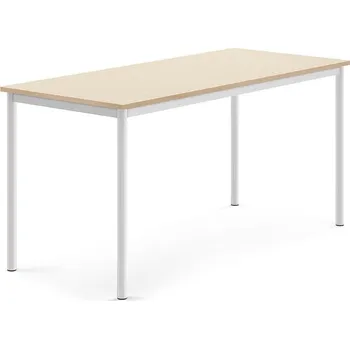 Jídelní stůl Stůl BORÅS, 1600x700x760 mm, bílé nohy, HPL deska, bříza