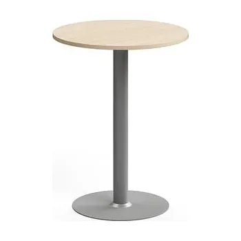 Jídelní stůl Barový stůl ALVA, Ø700x900 mm, vysokotlaký laminát, stříbrná/bříza