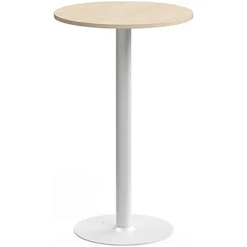 Jídelní stůl Barový stůl ALVA, Ø700x1100 mm, upevnitelný, vysokotlaký laminát, bílá/bříza