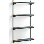 Regál na boty JEPPE, 4 police, 1790x900x300 mm, dub/modrá