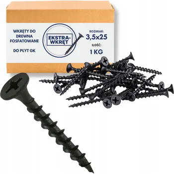 Vrut Černé vruty do dřeva 3,5x25 fosfátované pro dřevo a sádrokarton, 1 kg