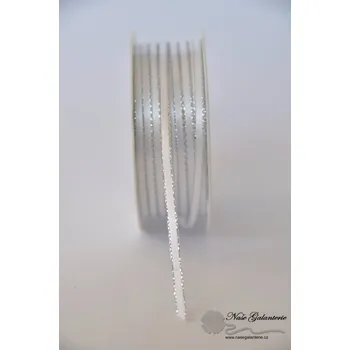 Stuha Bílá se stříbrným okrajem 3mm