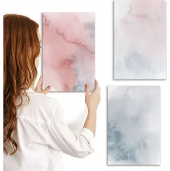 Obraz Sada obrazů do obýváku, pastelové akvarely na plátně, 3x 20x30 cm