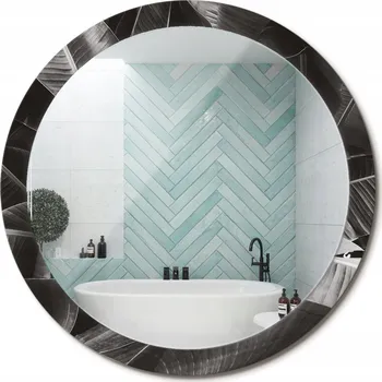 Zrcadlo Zrcadlo nástěnné s ozdobným skleněným rámem Tropické palmy průměr 100 cm