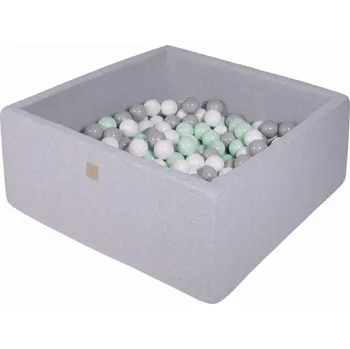 Suchý bazén Čtvercový Suchý Bazén s 200 míčky 90x90x40cm Světle Šedý Cotton