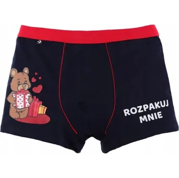 Boxerky 1 pár Tmavě modré pánské boxerky s valentýnským motivem, bavlněné, s nápisy MORAJ XL