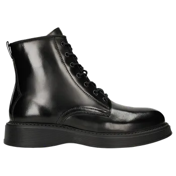 Pánské polobotky Černé Pánské Kotníkové Boty Z Lesklé Kůže Wojas 2412531 40