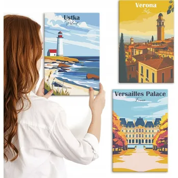 Obraz Sada obrazů do kanceláře, pohledy na moře a města, 3x 20x30 cm