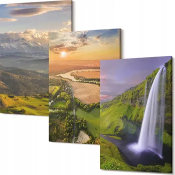 Obraz Obrazy Na Plátně Triptych Do Obýváku Horské řeky vodopády příroda 30x20 cm