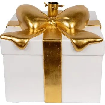 Bytová dekorace Bílý stojan na stromeček v podobě dárku - 30*28*48 cm