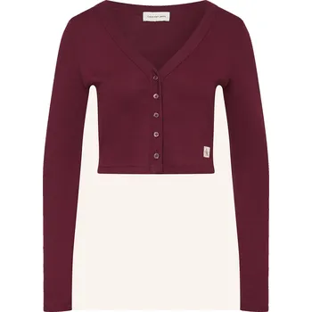 Dámská mikina Calvin Klein Jeans Dámská Cropped Bunda Ze Žerzeje, tmavě...