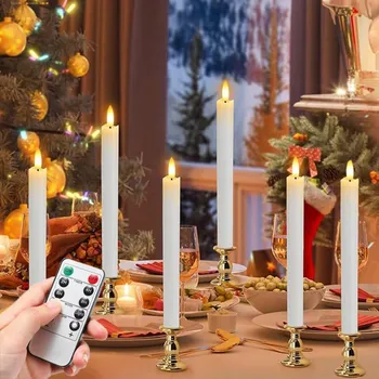 Lampička 6X LED STOLNÍ SVÍČKA BÍLÁ NA BATERIE VYSOKÁ 25cm + Dálkové Ovládání