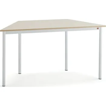 Jídelní stůl Stůl BORÅS TRAPETS, 1400x700x720 mm, bílé nohy, HPL deska, bříza