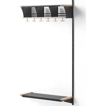 Věšák Šatní stěna JEPPE, přídavná sekce, 3 přihrádky, 1790x900x300 mm, bříza/tmavě šedá