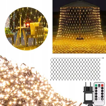 Vánoční dekorace 3m x 2m Světelná síť Vánoční LED světýlka Girlanda Závěs Teplá bílá