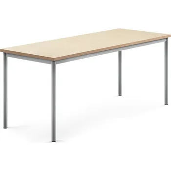 Jídelní stůl Stůl SONITUS, 1800x700x720 mm, stříbrné nohy, deska s linoleem, béžová