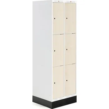 Šatní skříň Šatní skříňka ROZ, 2 sekce, 6 boxů, se soklem, 1890x600x550 mm, bříza