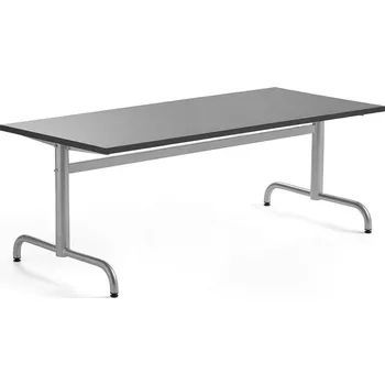 Jídelní stůl Stůl PLURAL, 1600x700x600 mm, linoleum, tmavě šedá, stříbrná