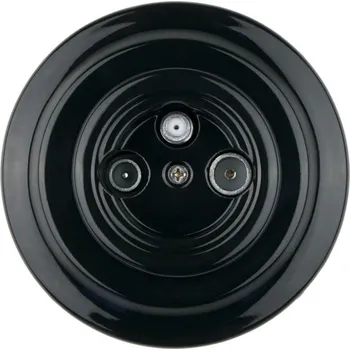 Elektrická zásuvka Bohemia-Design - Porcelánová retro TV/SAT-W zásuvka s rámečkem černá