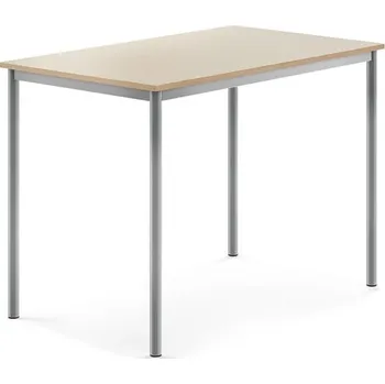 Jídelní stůl Stůl SONITUS, 1200x800x900 mm, stříbrné nohy, HPL deska tlumící hluk, bříza