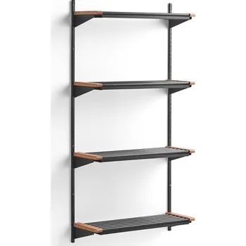 Věšák Regál na boty JEPPE, 4 police, 1790x900x300 mm, dub/tmavě šedá