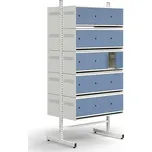 Skříň na boty ENTRY, 30 kovových dvířek, 1800x900x600 mm, bílá/modrá