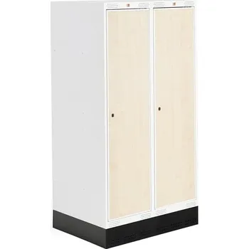 Šatní skříň Šatní skříňka ROZ, 2 sekce, se soklem, 1510x800x550 mm, bříza