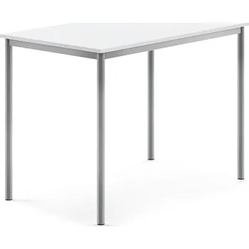 Jídelní stůl Stůl BORÅS, 1200x800x900 mm, stříbrné nohy, HPL deska, bílá